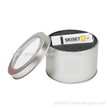 Round Display Tin USB Packaging, Measures 88 x 57mm